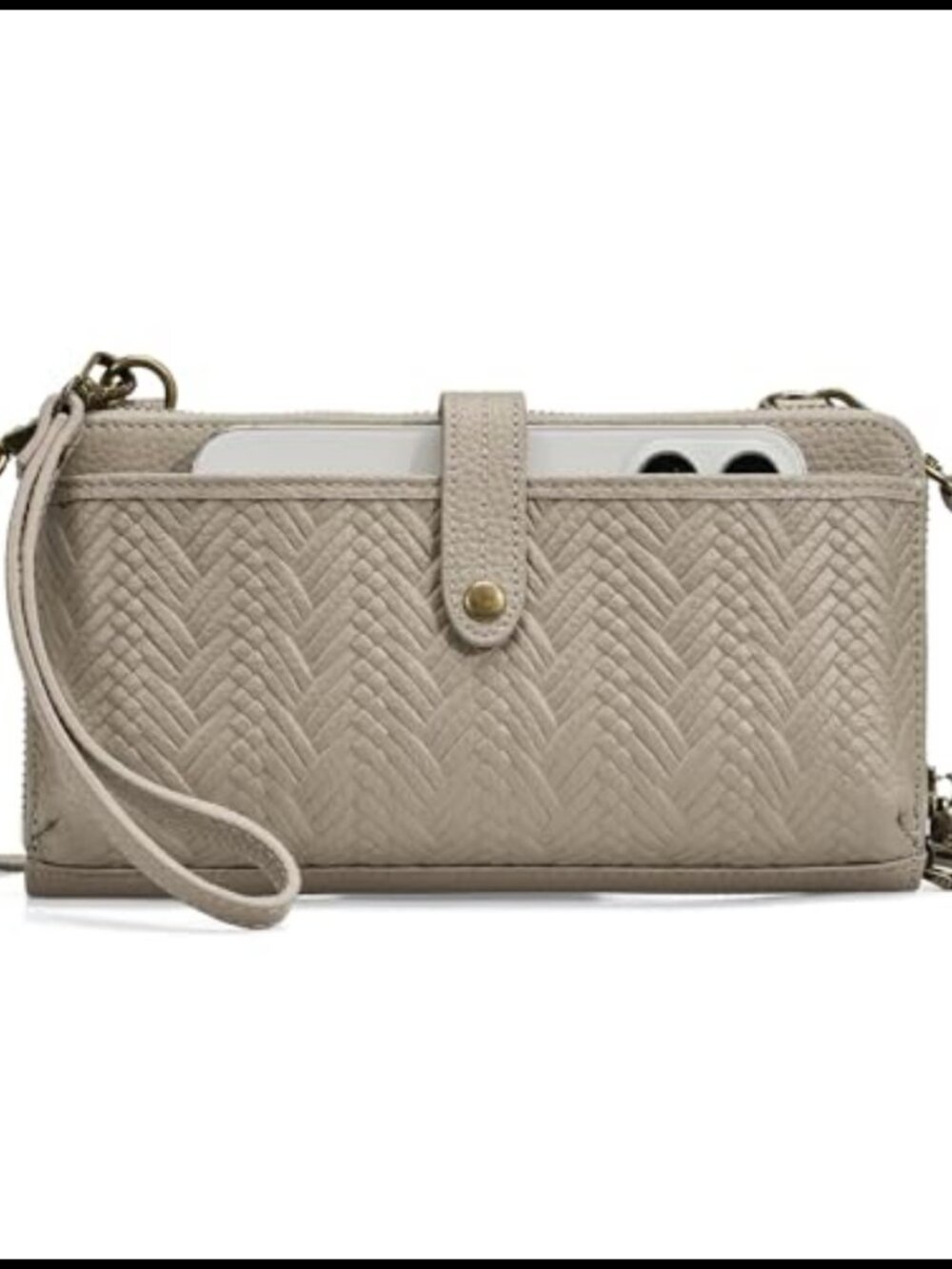 Genuine Leather Crossbody Bag Built In RFID Wallet 2 Straps
